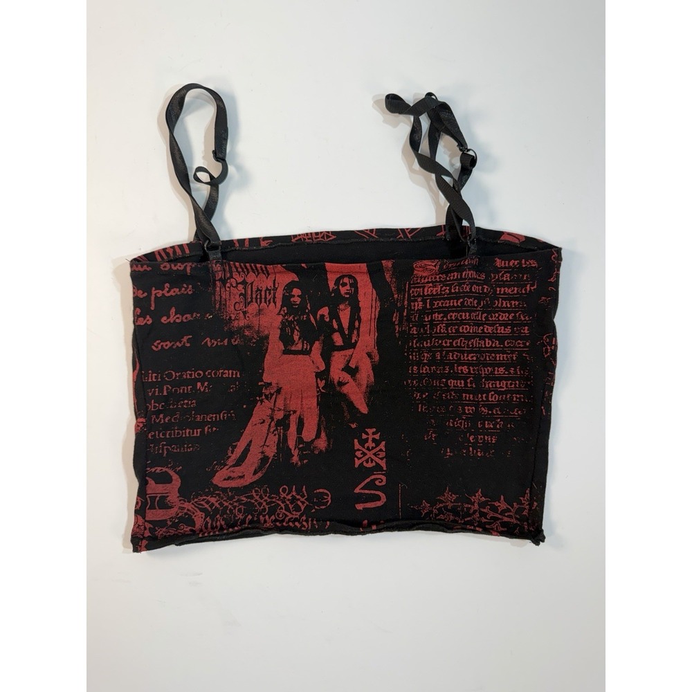 Gothic Red Black Graphic Lace Up Corset Style Tube Top Women's